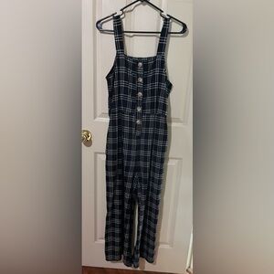 Plaid, American Eagle overalls/jumper.